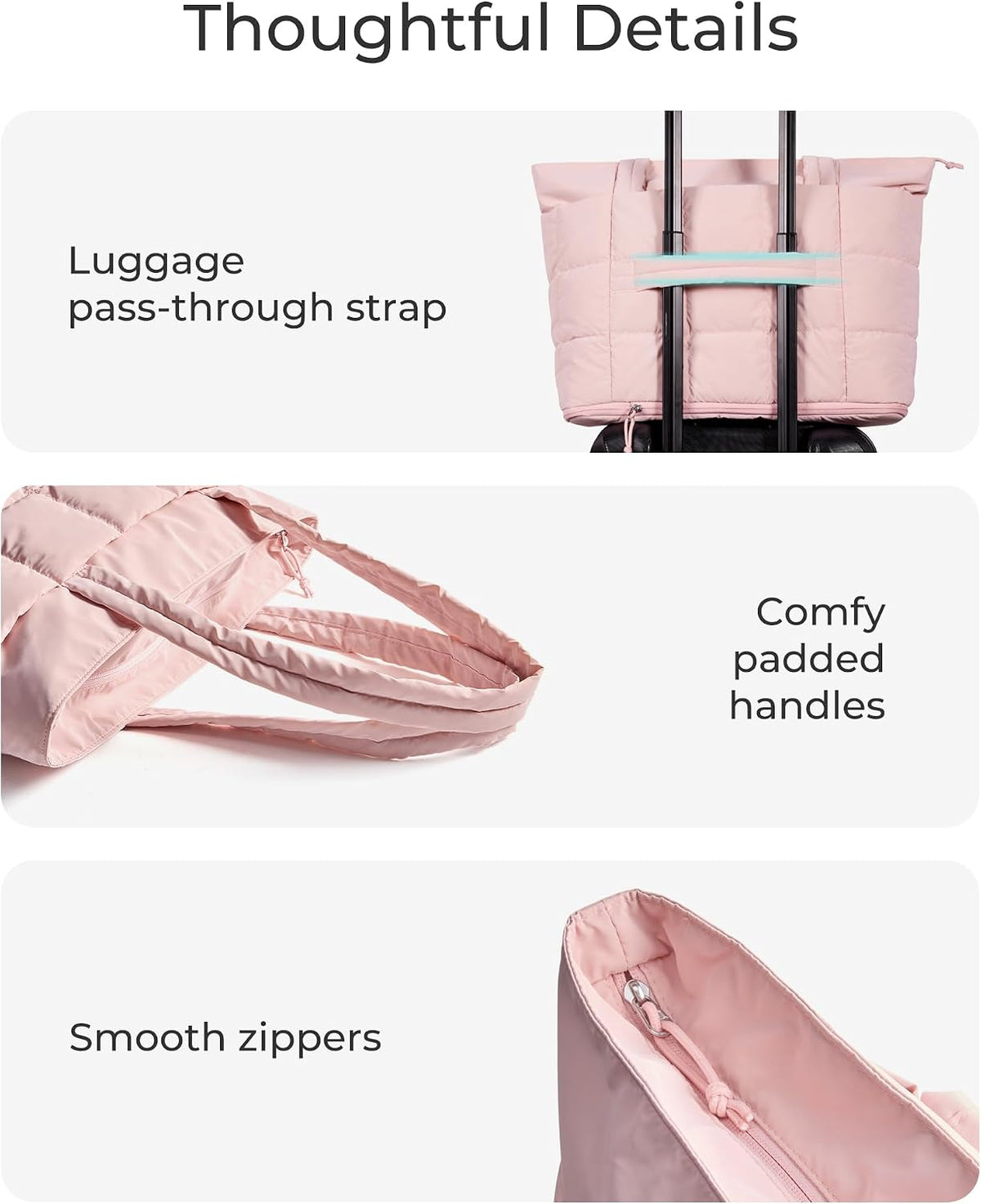 Expandable Tote Bag for Women, Puffer Work Tote Travel Bag