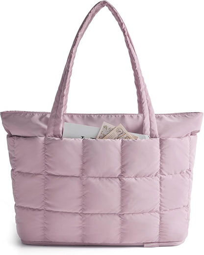 Expandable Tote Bag for Women, Puffer Work Tote Travel Bag