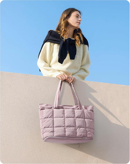 Expandable Tote Bag for Women, Puffer Work Tote Travel Bag