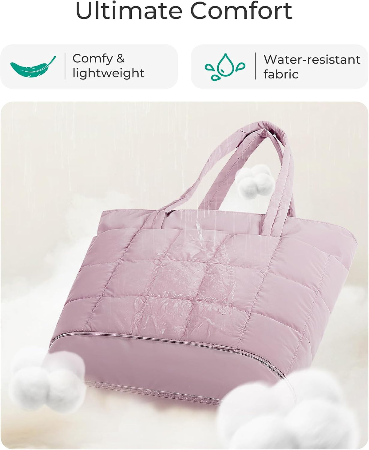 Expandable Tote Bag for Women, Puffer Work Tote Travel Bag