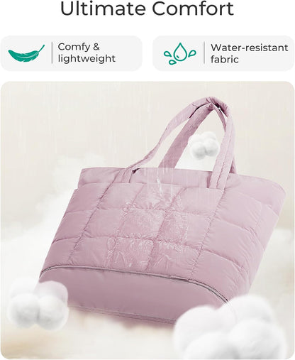 Expandable Tote Bag for Women, Puffer Work Tote Travel Bag