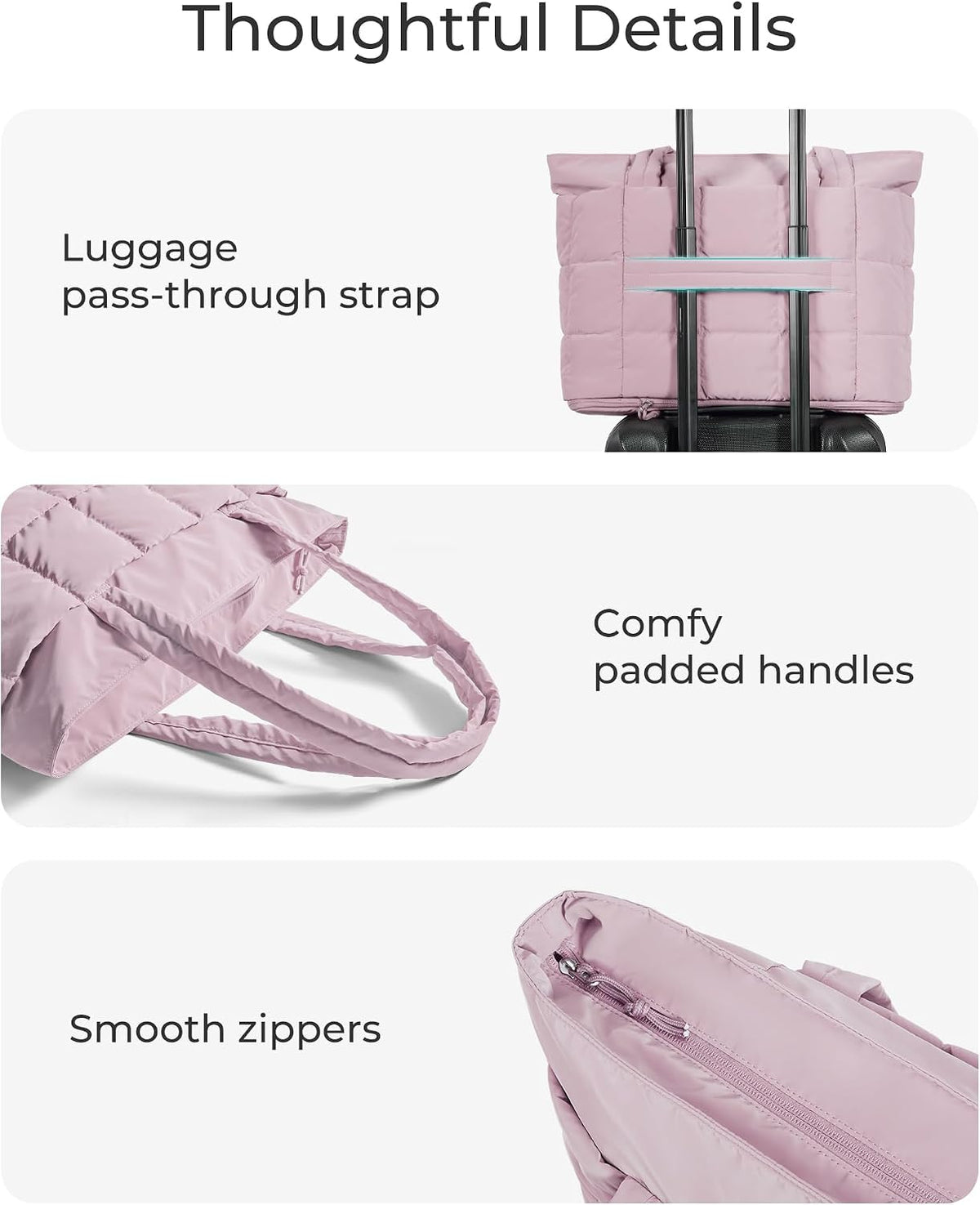 Expandable Tote Bag for Women, Puffer Work Tote Travel Bag
