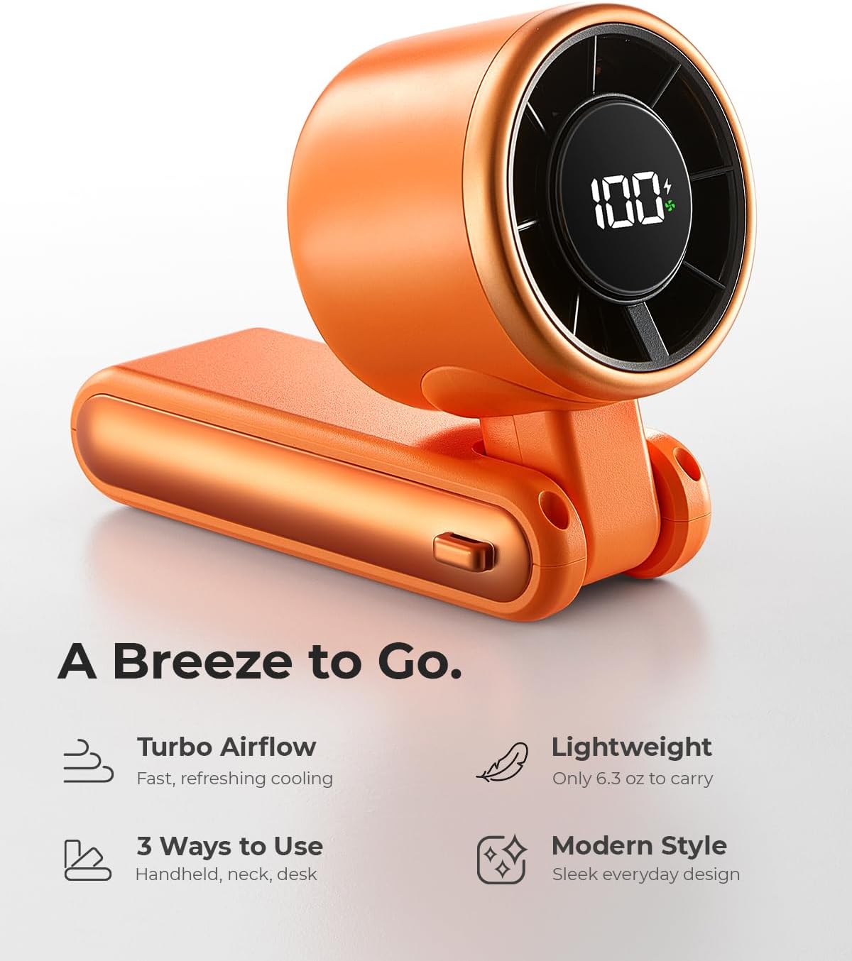 Portable Handheld Turbo Fan - 5 Gear High Speed 4000mAh Rechargeable Mini Personal Hand Fan Blow Cold Air, Battery Operated Travel Essentials, Beach Vacation, Gifts for Women, Men (Black)