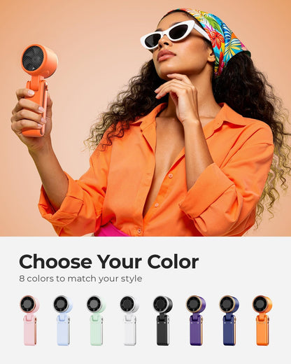 Portable Handheld Turbo Fan - 5 Gear High Speed 4000mAh Rechargeable Mini Personal Hand Fan Blow Cold Air, Battery Operated Travel Essentials, Beach Vacation, Gifts for Women, Men (Black)