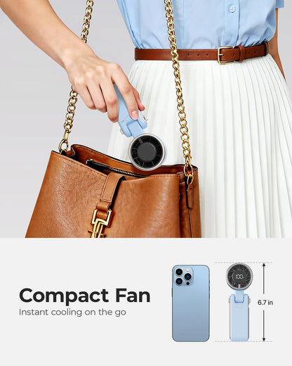 Portable Handheld Turbo Fan - 5 Gear High Speed 4000mAh Rechargeable Mini Personal Hand Fan Blow Cold Air, Battery Operated Travel Essentials, Beach Vacation, Gifts for Women, Men (Black)