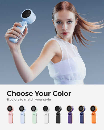 Portable Handheld Turbo Fan - 5 Gear High Speed 4000mAh Rechargeable Mini Personal Hand Fan Blow Cold Air, Battery Operated Travel Essentials, Beach Vacation, Gifts for Women, Men (Black)