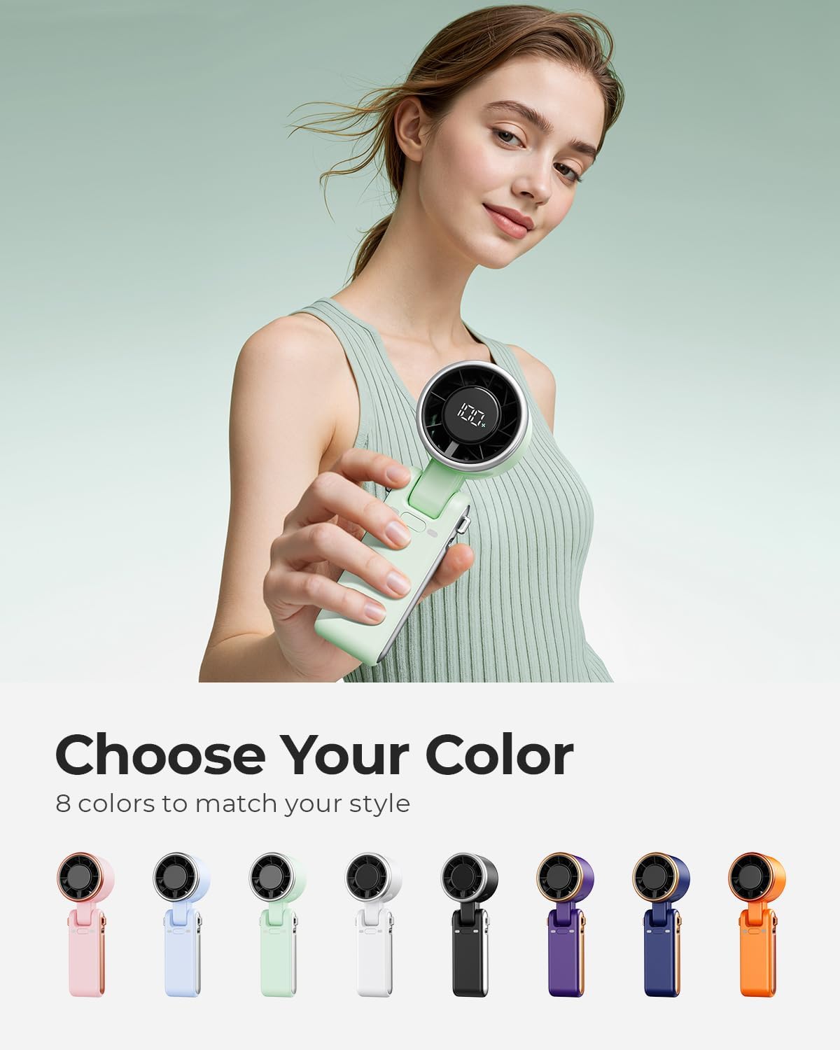 Portable Handheld Turbo Fan - 5 Gear High Speed 4000mAh Rechargeable Mini Personal Hand Fan Blow Cold Air, Battery Operated Travel Essentials, Beach Vacation, Gifts for Women, Men (Black)
