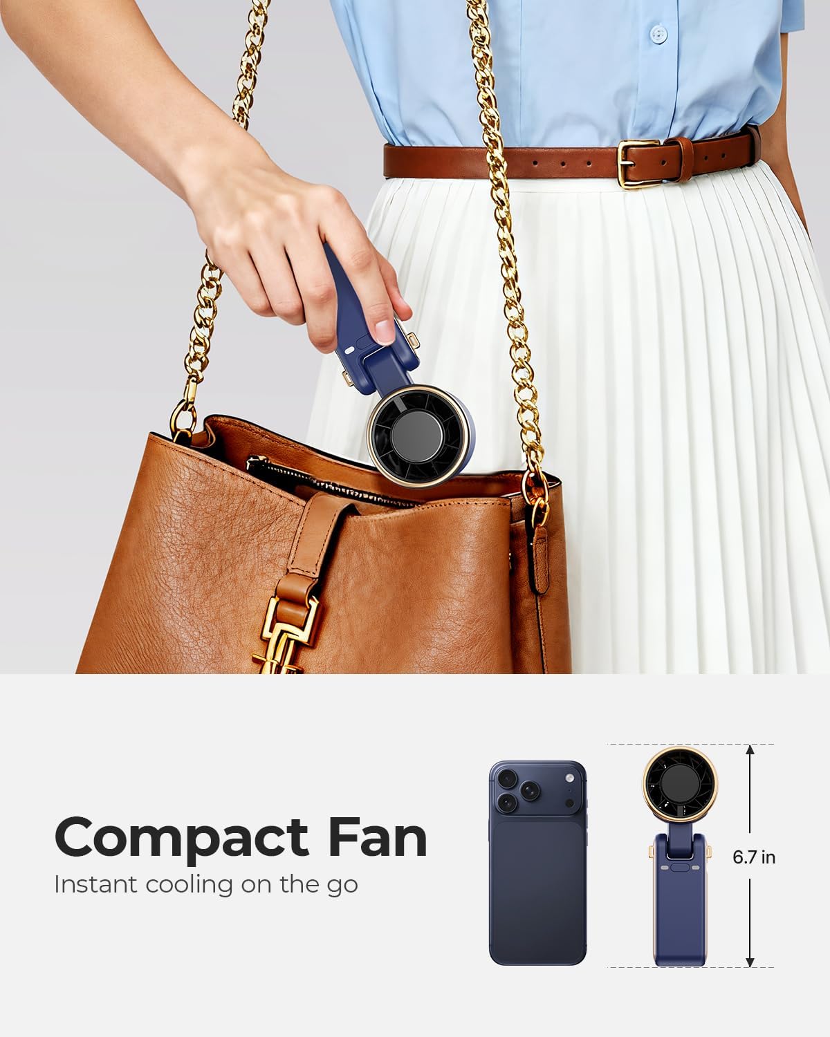 Portable Handheld Turbo Fan - 5 Gear High Speed 4000mAh Rechargeable Mini Personal Hand Fan Blow Cold Air, Battery Operated Travel Essentials, Beach Vacation, Gifts for Women, Men (Black)