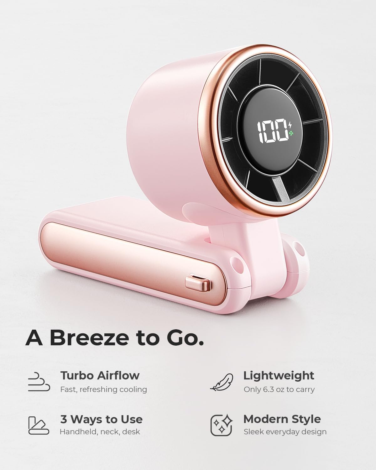 Portable Handheld Turbo Fan - 5 Gear High Speed 4000mAh Rechargeable Mini Personal Hand Fan Blow Cold Air, Battery Operated Travel Essentials, Beach Vacation, Gifts for Women, Men (Black)