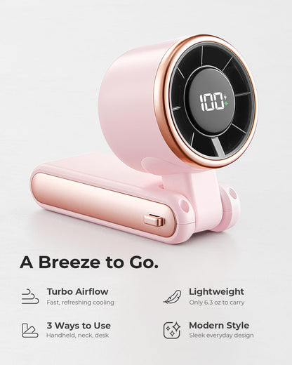 Portable Handheld Turbo Fan - 5 Gear High Speed 4000mAh Rechargeable Mini Personal Hand Fan Blow Cold Air, Battery Operated Travel Essentials, Beach Vacation, Gifts for Women, Men (Black)