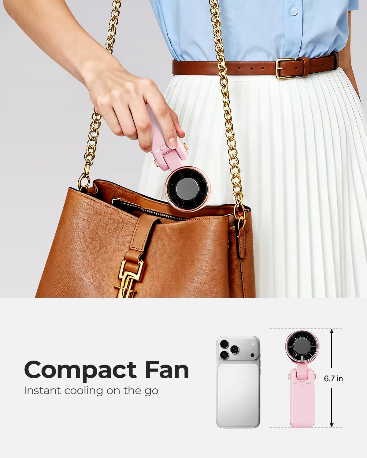 Portable Handheld Turbo Fan - 5 Gear High Speed 4000mAh Rechargeable Mini Personal Hand Fan Blow Cold Air, Battery Operated Travel Essentials, Beach Vacation, Gifts for Women, Men (Black)
