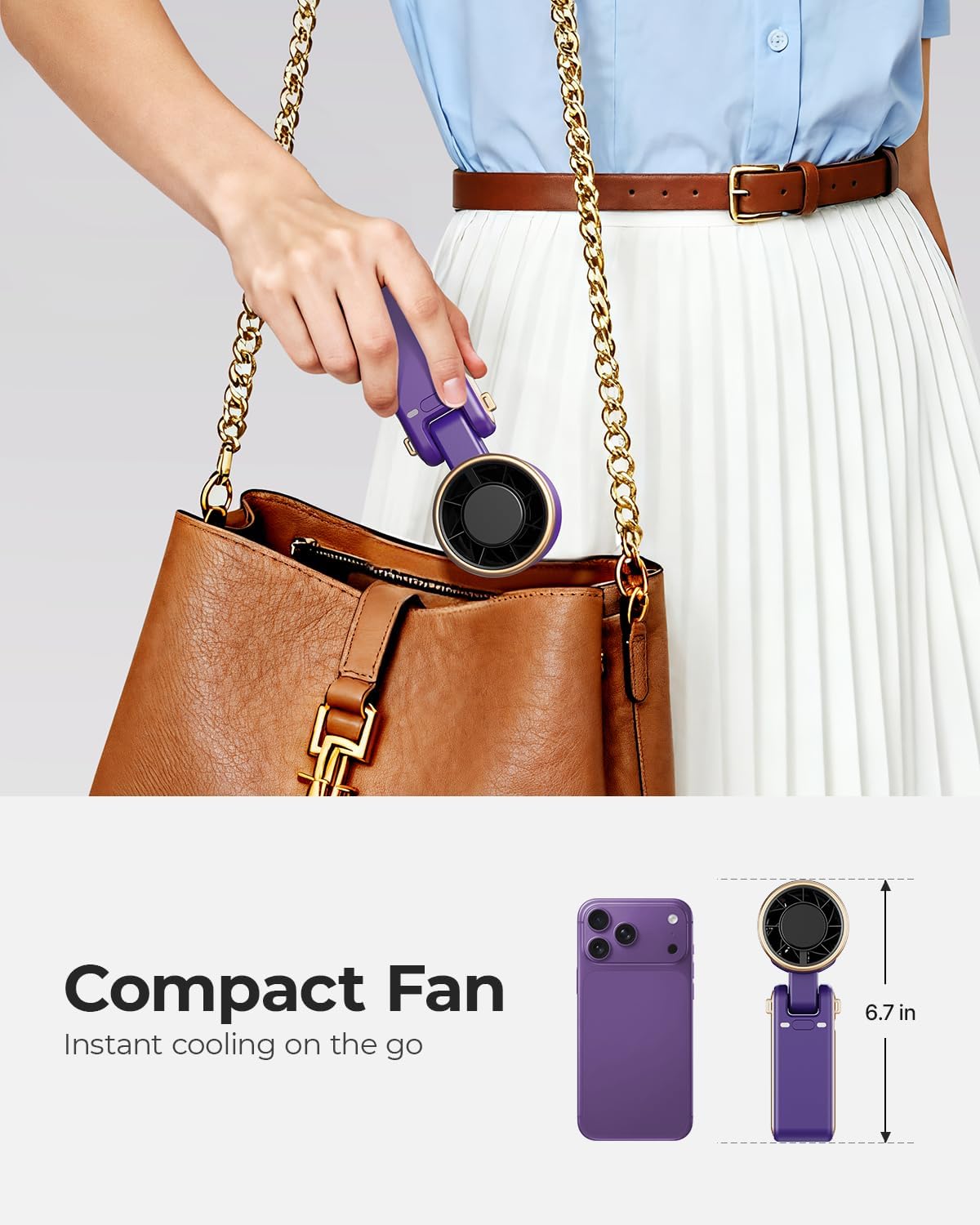 Portable Handheld Turbo Fan - 5 Gear High Speed 4000mAh Rechargeable Mini Personal Hand Fan Blow Cold Air, Battery Operated Travel Essentials, Beach Vacation, Gifts for Women, Men (Black)