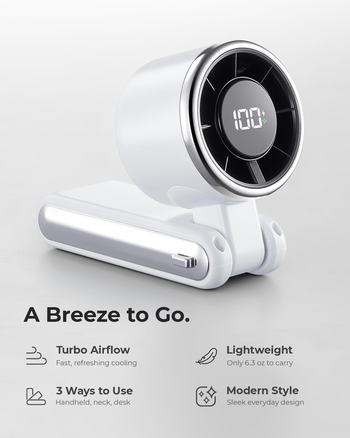 Portable Handheld Turbo Fan - 5 Gear High Speed 4000mAh Rechargeable Mini Personal Hand Fan Blow Cold Air, Battery Operated Travel Essentials, Beach Vacation, Gifts for Women, Men (Black)