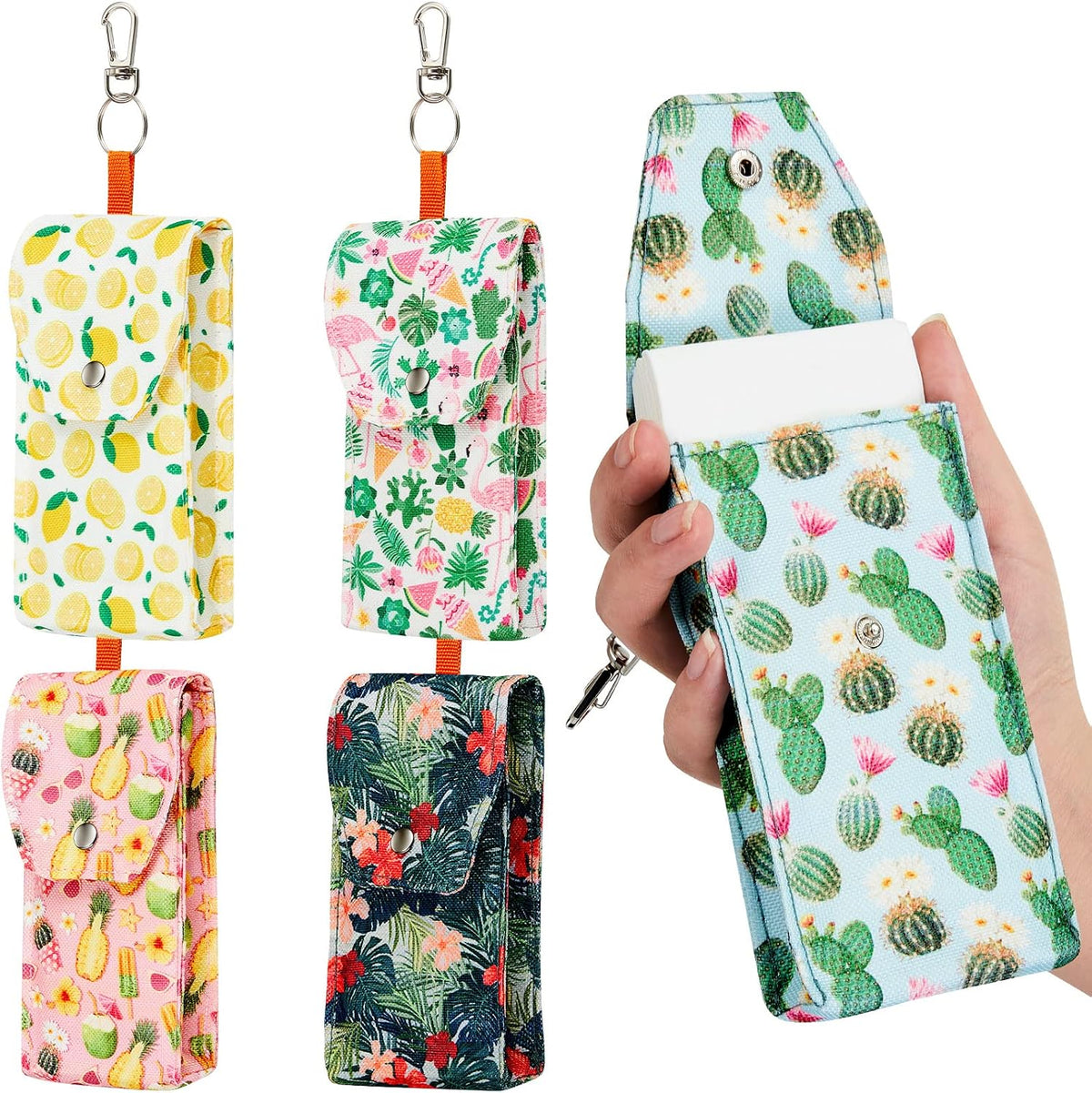 5 Pieces Tissue Pouch with Zipper Clip, Fabric Holder, Fresh Style