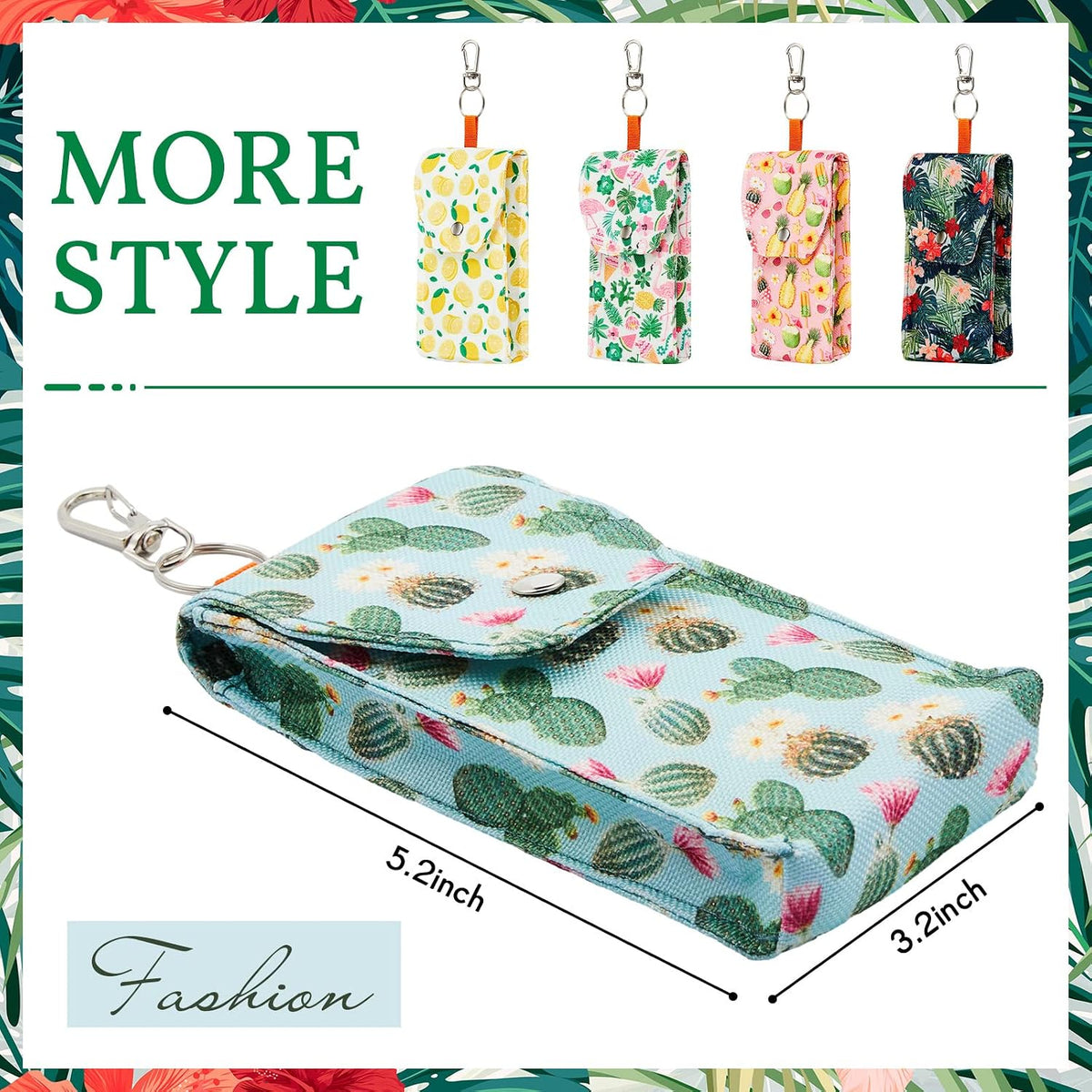 5 Pieces Tissue Pouch with Zipper Clip, Fabric Holder, Fresh Style