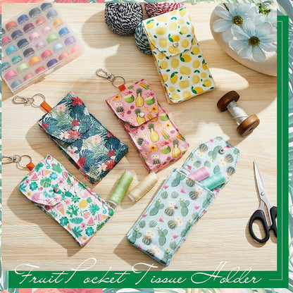 5 Pieces Tissue Pouch with Zipper Clip, Fabric Holder, Fresh Style