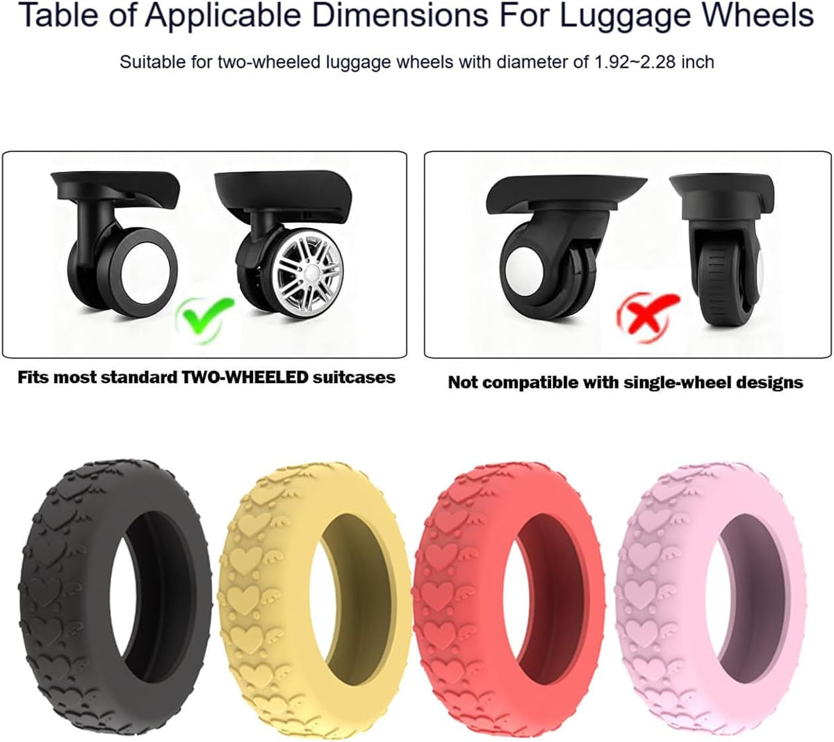 8Pcs Luggage Wheel Covers,Silicone Suitcase Cover for 2-2.4'' Spinner Wheel