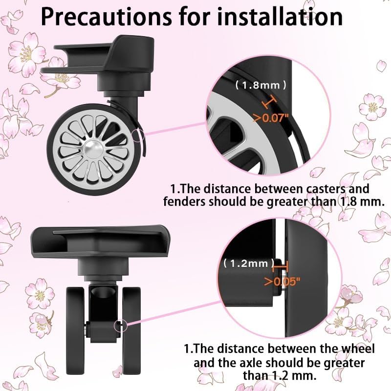 8Pcs Luggage Wheel Covers,Silicone Suitcase Cover for 2-2.4'' Spinner Wheel