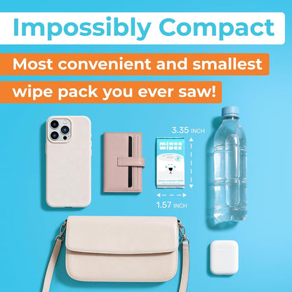 Impossibly Compact Travel Flushable Wipes - 99.5% Water and Aloe - Safe for Sensitive Skin & Hypoallergenic - Travel Essentials for Adults & Kids, Unscented, 8 Pack 48 Wipes