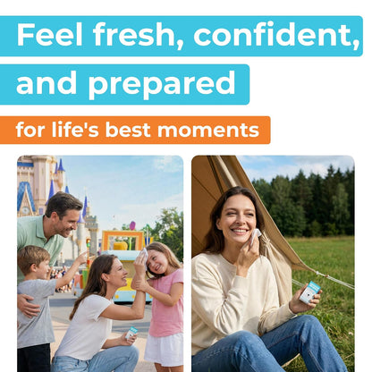 Impossibly Compact Travel Flushable Wipes - 99.5% Water and Aloe - Safe for Sensitive Skin & Hypoallergenic - Travel Essentials for Adults & Kids, Unscented, 8 Pack 48 Wipes