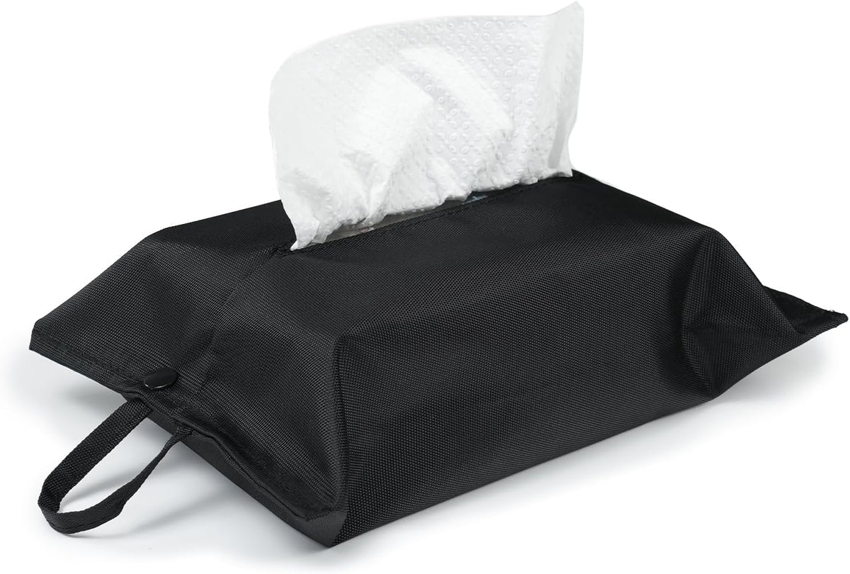 kakaforsa Black Toilet Paper Holder Travel Napkin Holder Reusable Tissue Holder Cloth Tissue Box Cloth Cover Hang Paper Towel Holder Tissue Box Cover Tissue Holder for Car Home Office Desk