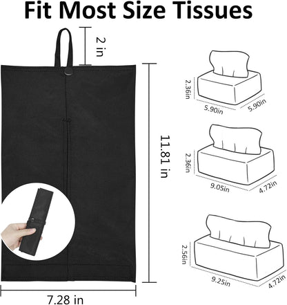 kakaforsa Black Toilet Paper Holder Travel Napkin Holder Reusable Tissue Holder Cloth Tissue Box Cloth Cover Hang Paper Towel Holder Tissue Box Cover Tissue Holder for Car Home Office Desk