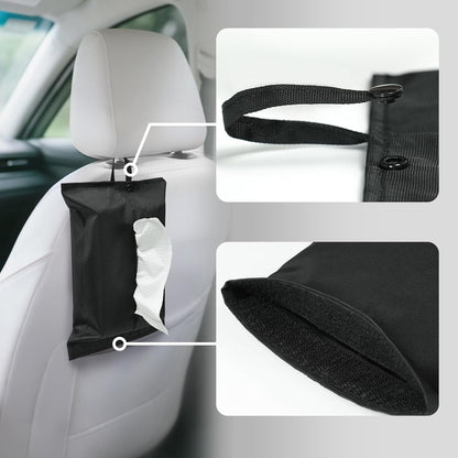 kakaforsa Black Toilet Paper Holder Travel Napkin Holder Reusable Tissue Holder Cloth Tissue Box Cloth Cover Hang Paper Towel Holder Tissue Box Cover Tissue Holder for Car Home Office Desk