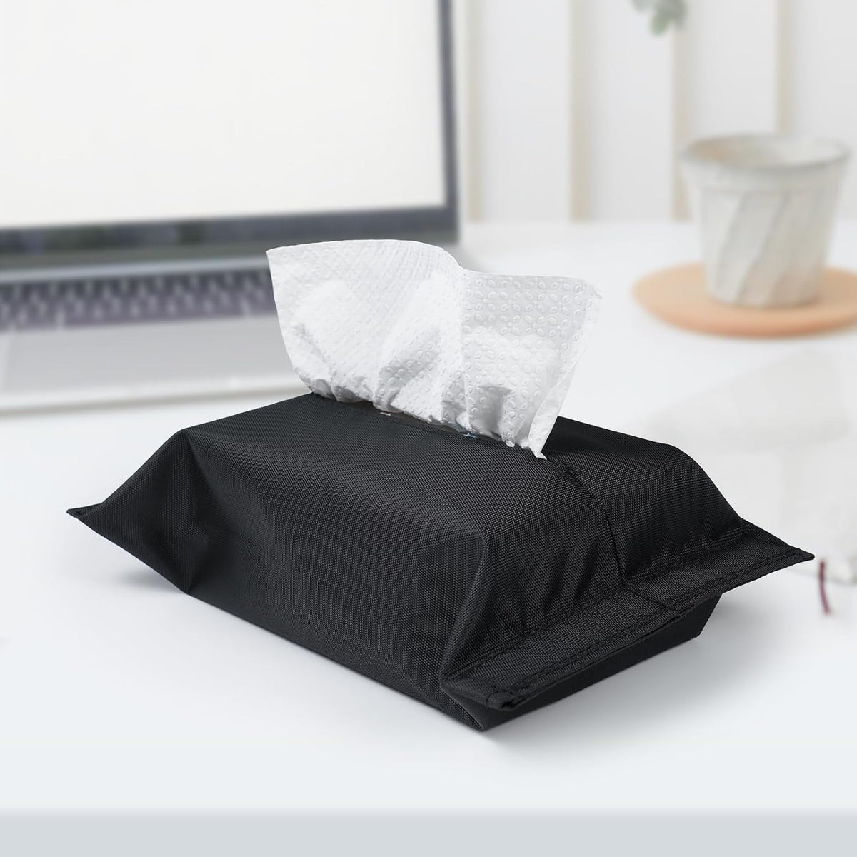 kakaforsa Black Toilet Paper Holder Travel Napkin Holder Reusable Tissue Holder Cloth Tissue Box Cloth Cover Hang Paper Towel Holder Tissue Box Cover Tissue Holder for Car Home Office Desk