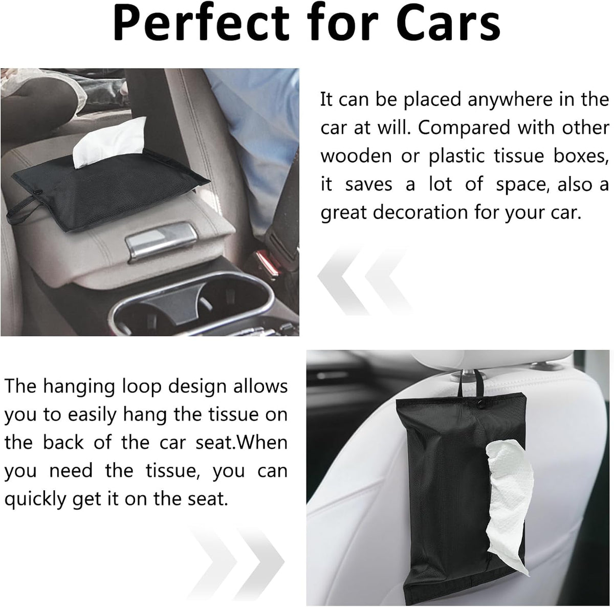 kakaforsa Black Toilet Paper Holder Travel Napkin Holder Reusable Tissue Holder Cloth Tissue Box Cloth Cover Hang Paper Towel Holder Tissue Box Cover Tissue Holder for Car Home Office Desk
