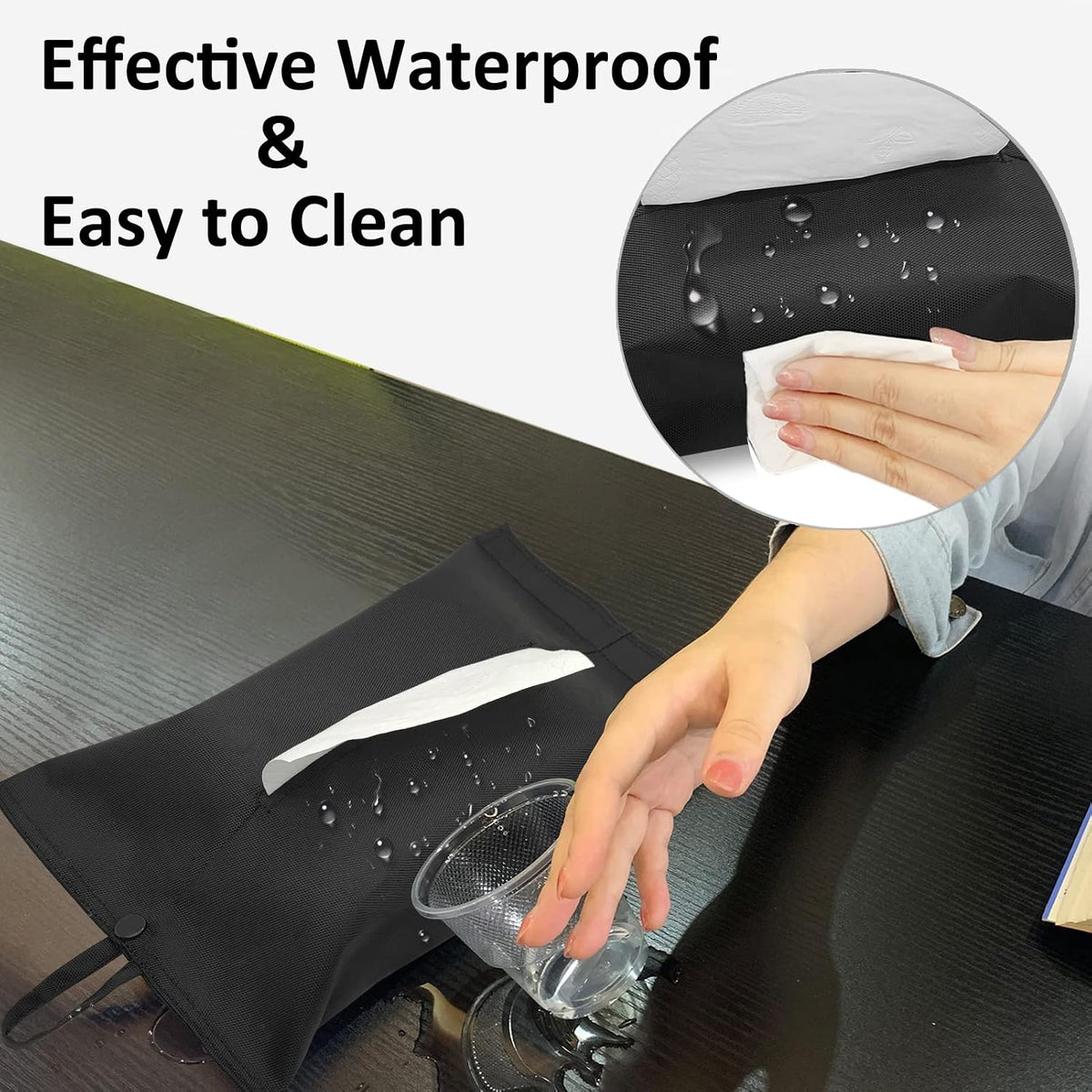 kakaforsa Black Toilet Paper Holder Travel Napkin Holder Reusable Tissue Holder Cloth Tissue Box Cloth Cover Hang Paper Towel Holder Tissue Box Cover Tissue Holder for Car Home Office Desk