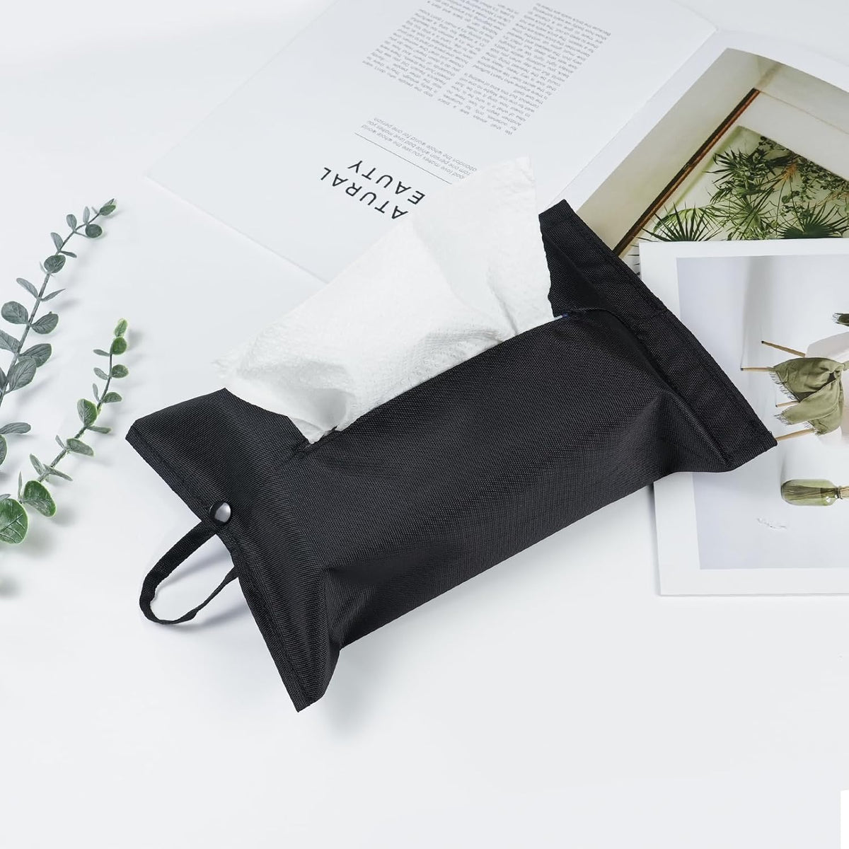 kakaforsa Black Toilet Paper Holder Travel Napkin Holder Reusable Tissue Holder Cloth Tissue Box Cloth Cover Hang Paper Towel Holder Tissue Box Cover Tissue Holder for Car Home Office Desk