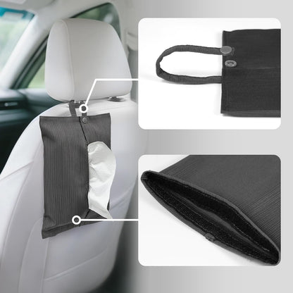 kakaforsa Black Toilet Paper Holder Travel Napkin Holder Reusable Tissue Holder Cloth Tissue Box Cloth Cover Hang Paper Towel Holder Tissue Box Cover Tissue Holder for Car Home Office Desk