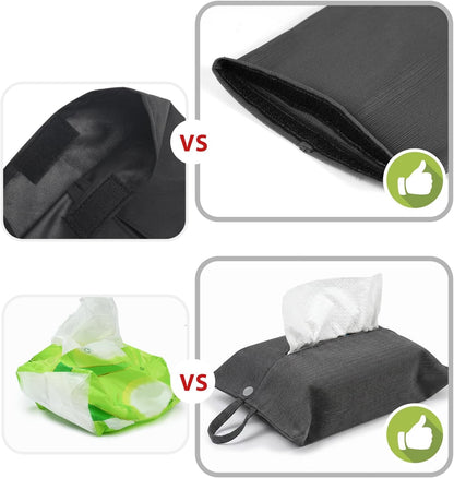 kakaforsa Black Toilet Paper Holder Travel Napkin Holder Reusable Tissue Holder Cloth Tissue Box Cloth Cover Hang Paper Towel Holder Tissue Box Cover Tissue Holder for Car Home Office Desk
