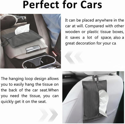 kakaforsa Black Toilet Paper Holder Travel Napkin Holder Reusable Tissue Holder Cloth Tissue Box Cloth Cover Hang Paper Towel Holder Tissue Box Cover Tissue Holder for Car Home Office Desk