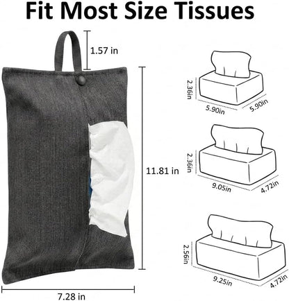 kakaforsa Black Toilet Paper Holder Travel Napkin Holder Reusable Tissue Holder Cloth Tissue Box Cloth Cover Hang Paper Towel Holder Tissue Box Cover Tissue Holder for Car Home Office Desk