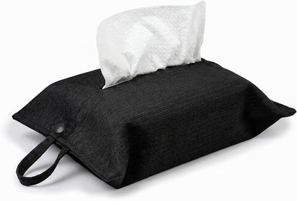 kakaforsa Black Toilet Paper Holder Travel Napkin Holder Reusable Tissue Holder Cloth Tissue Box Cloth Cover Hang Paper Towel Holder Tissue Box Cover Tissue Holder for Car Home Office Desk