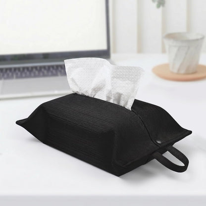 kakaforsa Black Toilet Paper Holder Travel Napkin Holder Reusable Tissue Holder Cloth Tissue Box Cloth Cover Hang Paper Towel Holder Tissue Box Cover Tissue Holder for Car Home Office Desk
