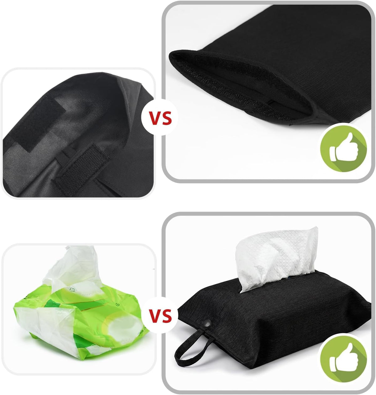 kakaforsa Black Toilet Paper Holder Travel Napkin Holder Reusable Tissue Holder Cloth Tissue Box Cloth Cover Hang Paper Towel Holder Tissue Box Cover Tissue Holder for Car Home Office Desk