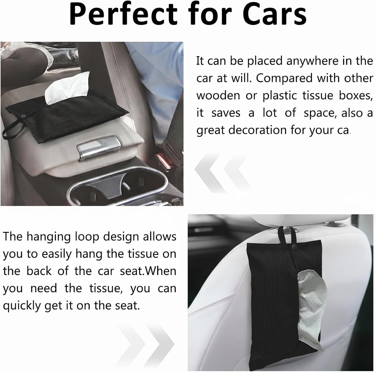 kakaforsa Black Toilet Paper Holder Travel Napkin Holder Reusable Tissue Holder Cloth Tissue Box Cloth Cover Hang Paper Towel Holder Tissue Box Cover Tissue Holder for Car Home Office Desk