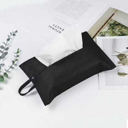 kakaforsa Black Toilet Paper Holder Travel Napkin Holder Reusable Tissue Holder Cloth Tissue Box Cloth Cover Hang Paper Towel Holder Tissue Box Cover Tissue Holder for Car Home Office Desk