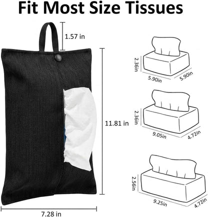 kakaforsa Black Toilet Paper Holder Travel Napkin Holder Reusable Tissue Holder Cloth Tissue Box Cloth Cover Hang Paper Towel Holder Tissue Box Cover Tissue Holder for Car Home Office Desk