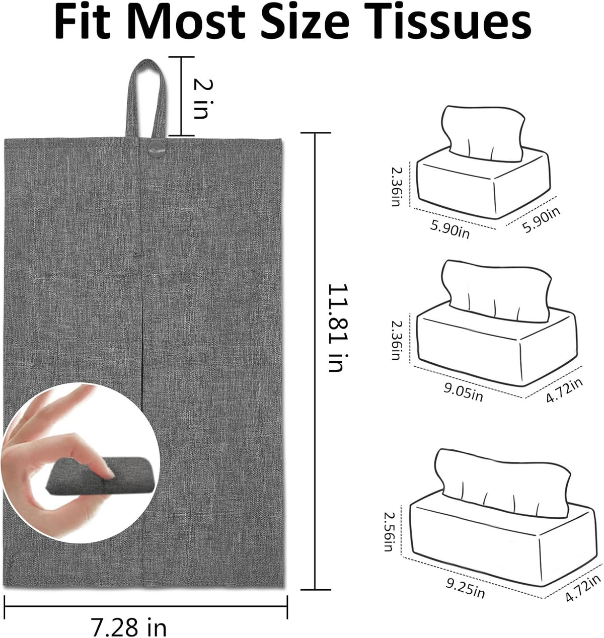 kakaforsa Black Toilet Paper Holder Travel Napkin Holder Reusable Tissue Holder Cloth Tissue Box Cloth Cover Hang Paper Towel Holder Tissue Box Cover Tissue Holder for Car Home Office Desk