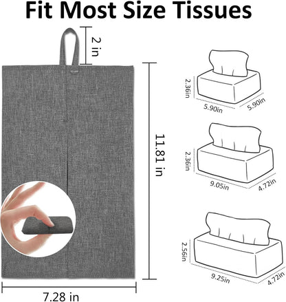 kakaforsa Black Toilet Paper Holder Travel Napkin Holder Reusable Tissue Holder Cloth Tissue Box Cloth Cover Hang Paper Towel Holder Tissue Box Cover Tissue Holder for Car Home Office Desk