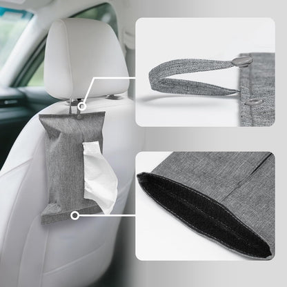 kakaforsa Black Toilet Paper Holder Travel Napkin Holder Reusable Tissue Holder Cloth Tissue Box Cloth Cover Hang Paper Towel Holder Tissue Box Cover Tissue Holder for Car Home Office Desk