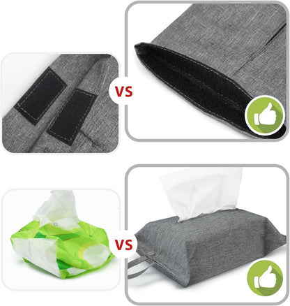kakaforsa Black Toilet Paper Holder Travel Napkin Holder Reusable Tissue Holder Cloth Tissue Box Cloth Cover Hang Paper Towel Holder Tissue Box Cover Tissue Holder for Car Home Office Desk