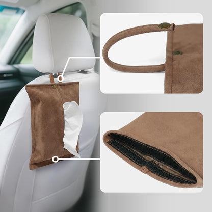 kakaforsa Black Toilet Paper Holder Travel Napkin Holder Reusable Tissue Holder Cloth Tissue Box Cloth Cover Hang Paper Towel Holder Tissue Box Cover Tissue Holder for Car Home Office Desk