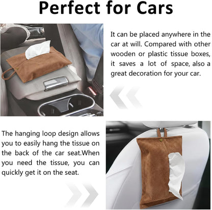 kakaforsa Black Toilet Paper Holder Travel Napkin Holder Reusable Tissue Holder Cloth Tissue Box Cloth Cover Hang Paper Towel Holder Tissue Box Cover Tissue Holder for Car Home Office Desk