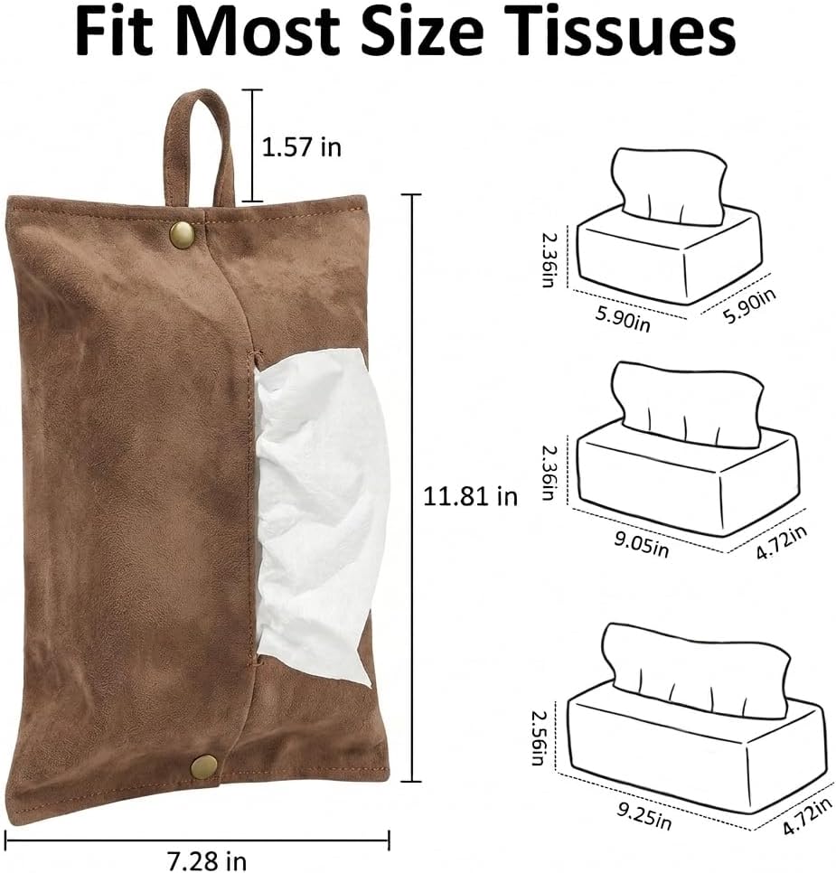 kakaforsa Black Toilet Paper Holder Travel Napkin Holder Reusable Tissue Holder Cloth Tissue Box Cloth Cover Hang Paper Towel Holder Tissue Box Cover Tissue Holder for Car Home Office Desk