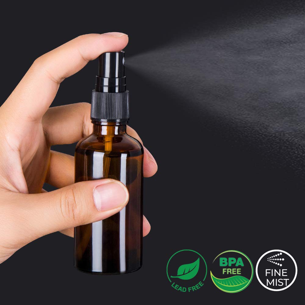 2oz Amber Glass Spray Bottles for Essential Oils, Set of 3