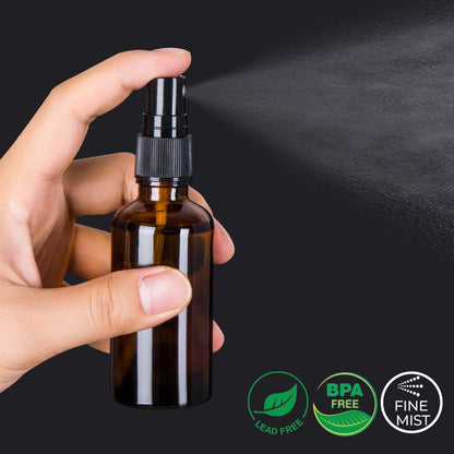 2oz Amber Glass Spray Bottles for Essential Oils, Set of 3
